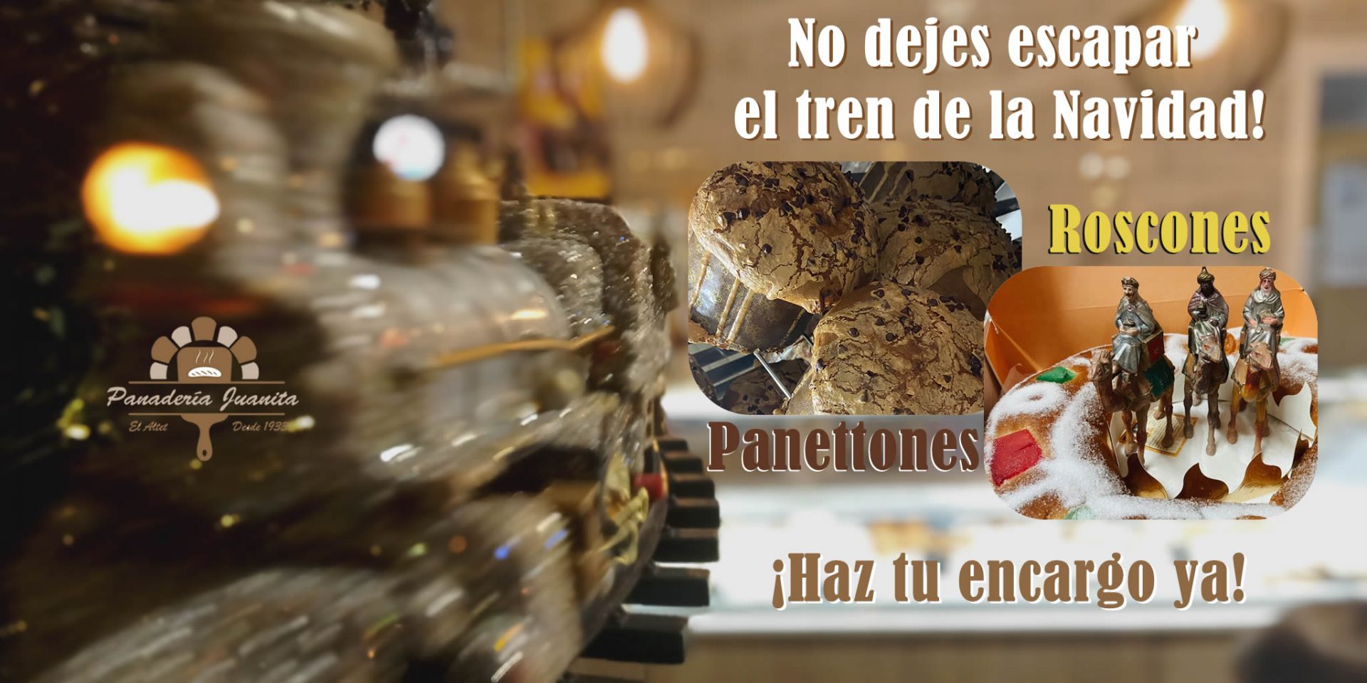 Dulces de Reyes, tanto roscones como panettones, en panaderia Juanita los podrás encontrar (a no ser que se hayan acabado). Haz tu reserva ya.